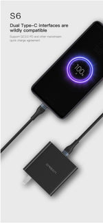 โหลดรูปภาพลงในเครื่องมือใช้ดูของ Gallery ORSEN | eloop Fast charging data cable Dual Type-C 5A.
